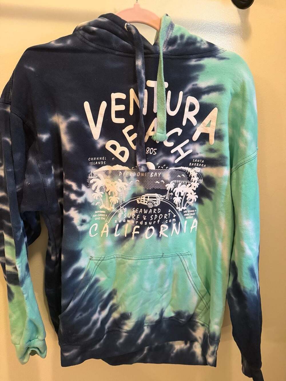 Jon Lauren Ventura Beach California Seaward Surf & Sport Tie Dye Hoodie Sweatshi